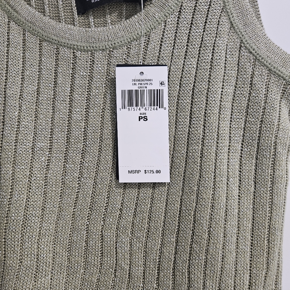 Lauren Ralph Lauren Light Green Ribbed Knit Tank Top - Picture 5 of 7